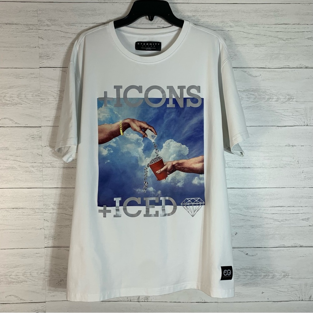 Eternity Men's "White" Diamonds Dancing Icons Short Sleeve Tee size 3X